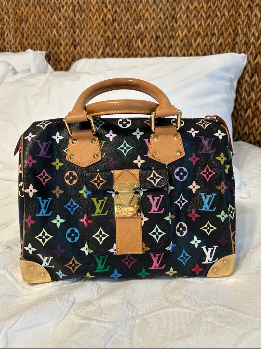 Louis Vuitton Black Multicolor Speedy 30